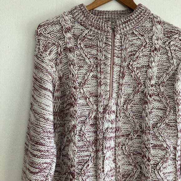 VTG Campus Cable Knit Sweater Academia Unisex Slouchy Acrylic Chunky Sz M - Picture 3 of 14